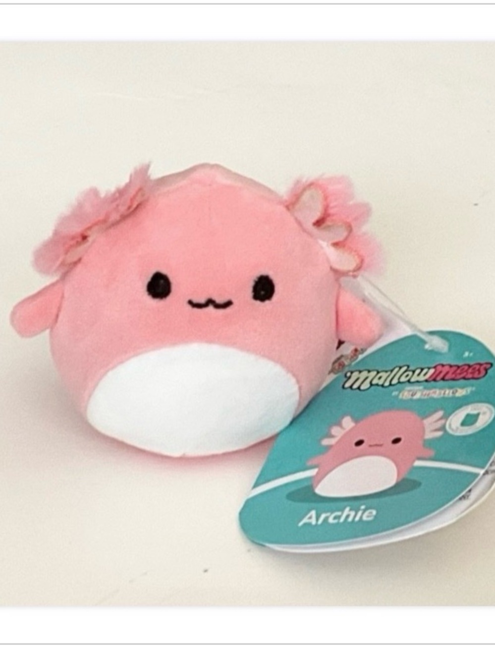 New Squishmallows MallowMees Archie Pink Axolotl Squishy Toy Plush Squeezy
